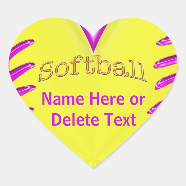 Cute Heart Shaped Personalised Softball Stickers (Front)