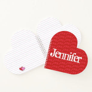 Cute Heart Shaped Red Love Personalised Notebook