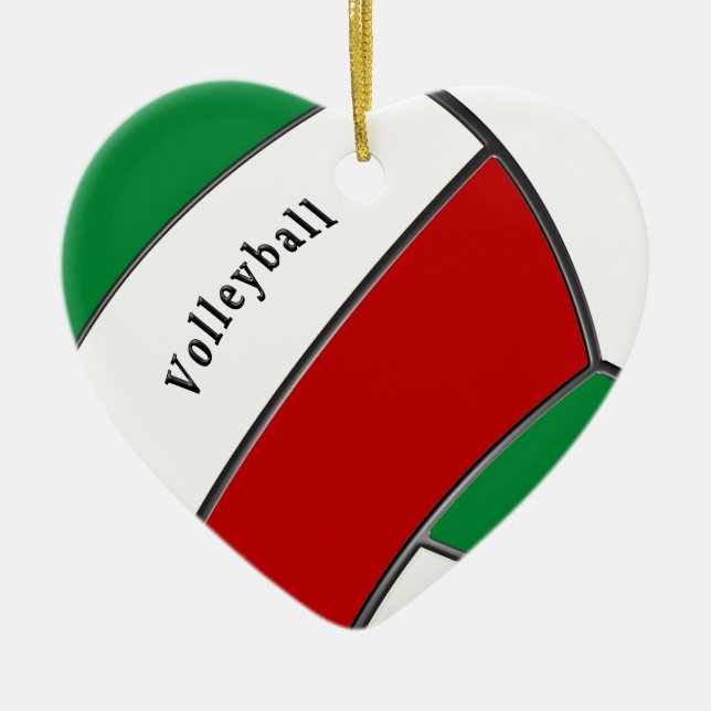 Cute Heart Shaped Volleyball Christmas Ornament (Front)