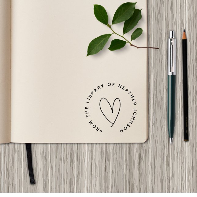 Cute Heart Simple From The Library Custom Book Rubber Stamp (Creator Uploaded)