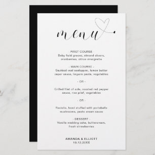 Cute Heart Simple Modern Wedding Menu