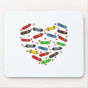 Cute heart skateboard happy valentine's day kids mouse pad