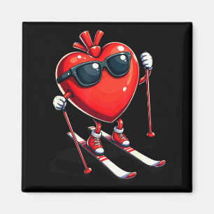Cute heart snowboarding skiing skier valentines da magnet