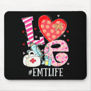 Cute Heart Stethoscope Emt Life Nurse Lover Valent Mouse Pad
