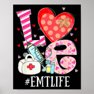 Cute Heart Stethoscope Emt Life Nurse Lover Valent Poster