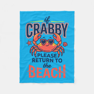 Cute Heart Sunglasses Crab Beach Vacation Quote Fleece Blanket