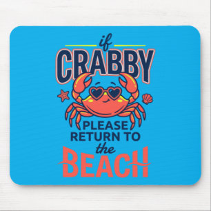 Cute Heart Sunglasses Crab Beach Vacation Quote Mouse Pad