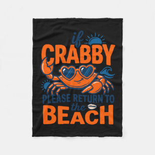 Cute Heart Sungles Crab Beach Vacation Quote Fleece Blanket
