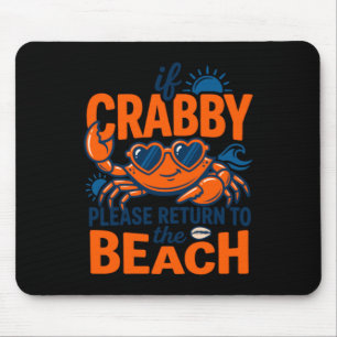 Cute Heart Sungles Crab Beach Vacation Quote Mouse Pad