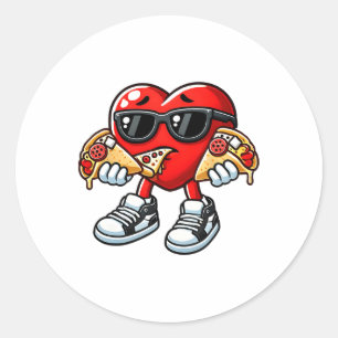 Cute Heart Sungles Eating Tacos February 14th Vale Classic Round Sticker