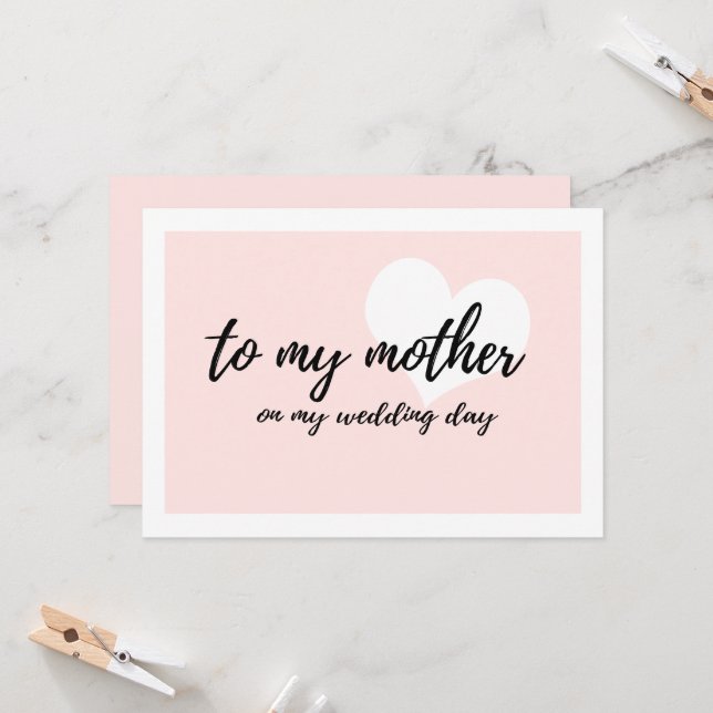 Cute heart "to my mother on my wedding day" card (Front/Back In Situ)