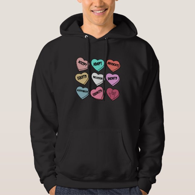 Cute Heart Valentines Day Love Special Education T Hoodie (Front)