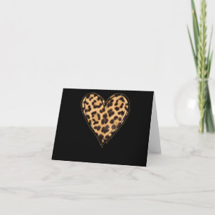 Cute Heart Valentines Leopard Pattern Card