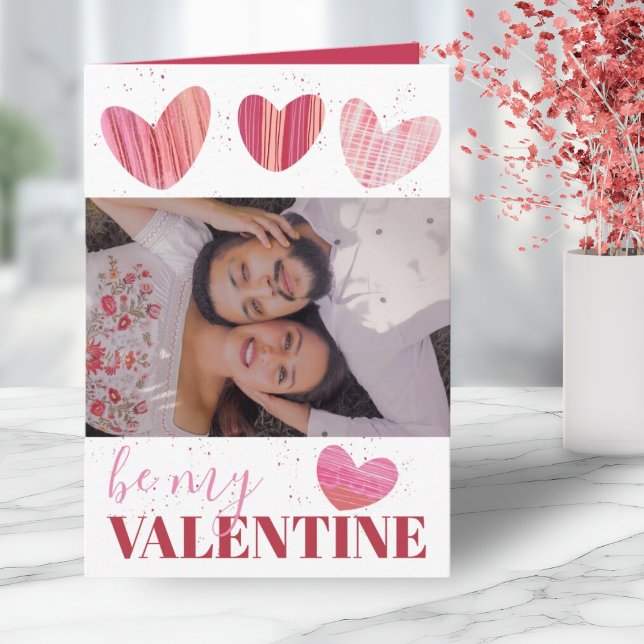 Cute Heart Valentines Pink & Red  Card (Creator Uploaded)