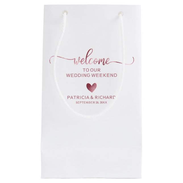 Cute Heart Wedding Welcome Hotel Small Gift Bag (Front)