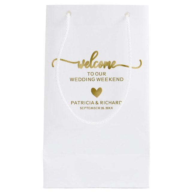 Cute Heart Wedding Welcome Hotel Small Gift Bag (Front)