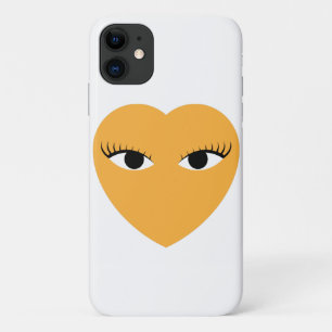 Cute Heart with Eyes on White iPhone 11 Case