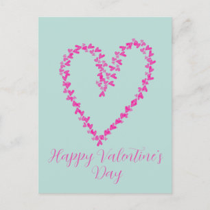 Cute Heart Wreath Pink Valentines Day Postcard