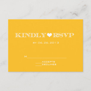 Cute Heart Yellow Wedding RSVP Cards