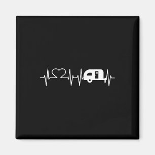 Cute Heartbeat Camper Camping Campfire Lovers Gift Magnet