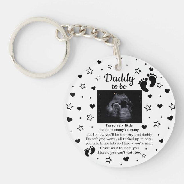 Cute Heartfelt Daddy to be Baby Keepsake Key Ring (Front)