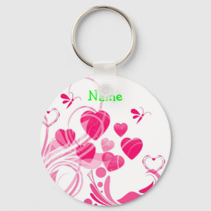 Cute hearts and swirls Key Chain Template