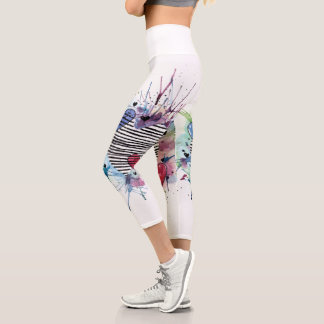 Cute Hearts And Washes In Watercolor  Capri Leggings