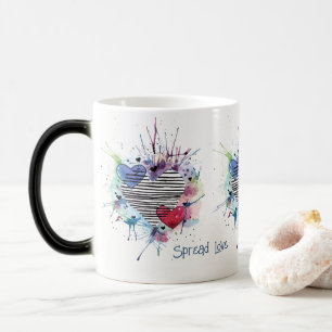 Cute Hearts And Washes In Watercolor   Magic Mug