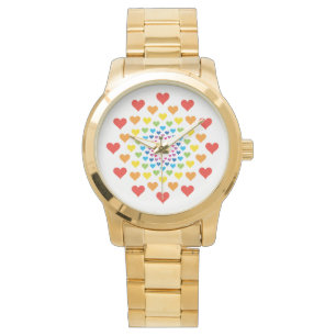 Cute hearts around the clock watch