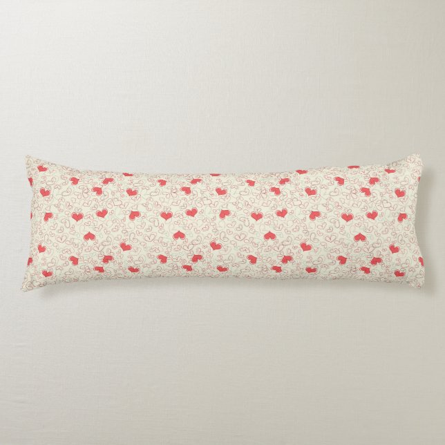 Cute Hearts Background Body Cushion (Front)