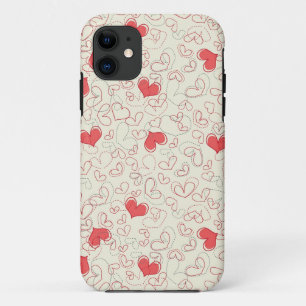 Cute Hearts Background iPhone 11 Case