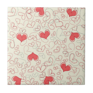 Cute Hearts Background Ceramic Tile