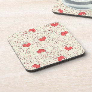 Cute Hearts Background Coaster