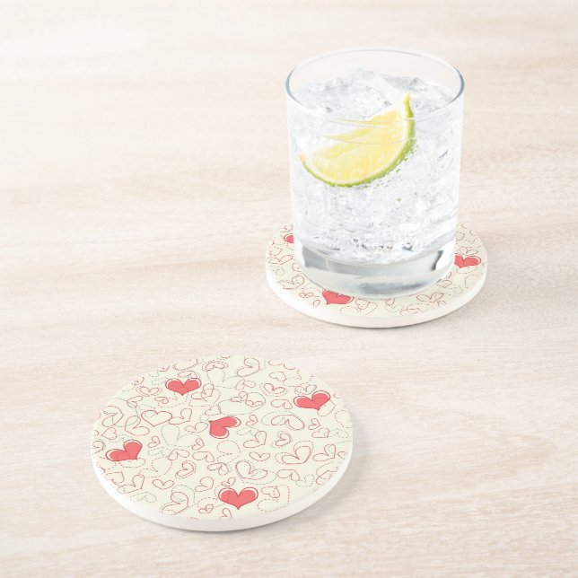 Cute Hearts Background Coaster (Side)
