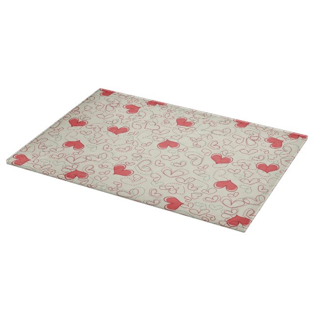 Cute Hearts Background Cutting Board (Corner)