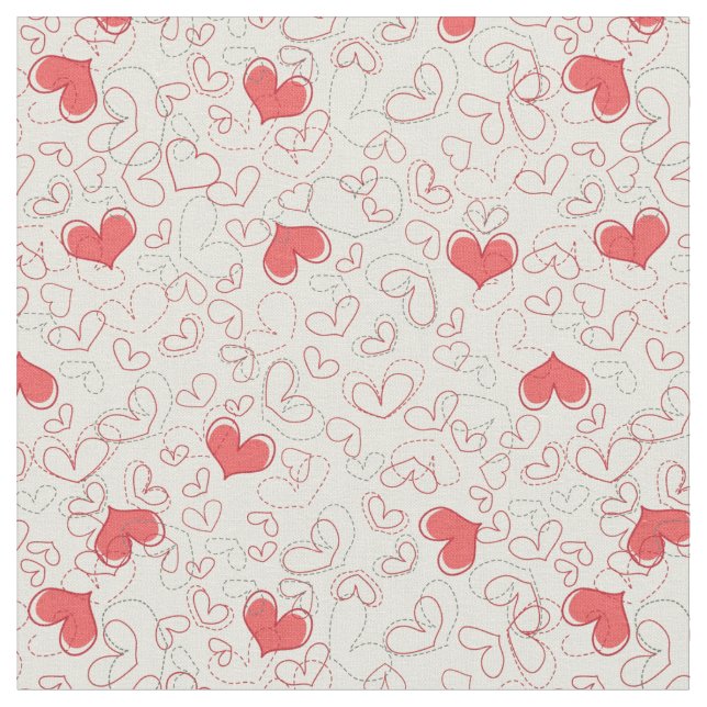 Cute Hearts Background Fabric (Close Up)