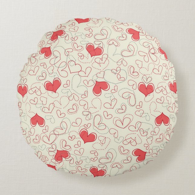 Cute Hearts Background Round Cushion (Front)