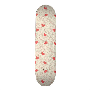 Cute Hearts Background Skateboard