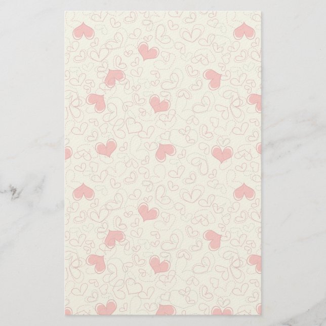 Cute Hearts Background Stationery (Front)