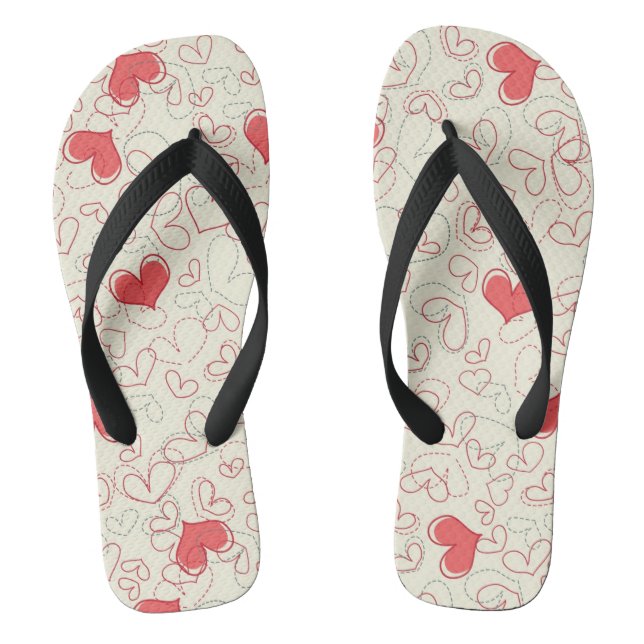 Cute Hearts Background Thongs (Footbed)