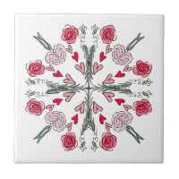 Cute Hearts Bees Roses Romantic Floral Doodles