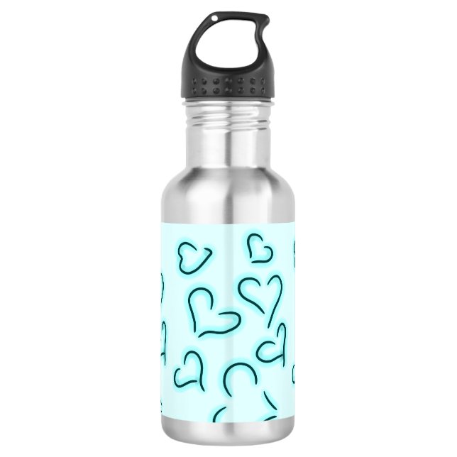 Cute Hearts Blue 710 Ml Water Bottle (Front)