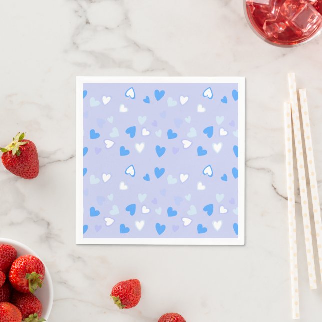 Cute Hearts Blue Napkin (Insitu)
