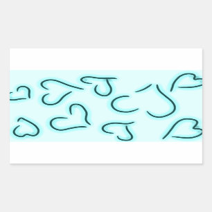 Cute Hearts Blue Rectangular Sticker