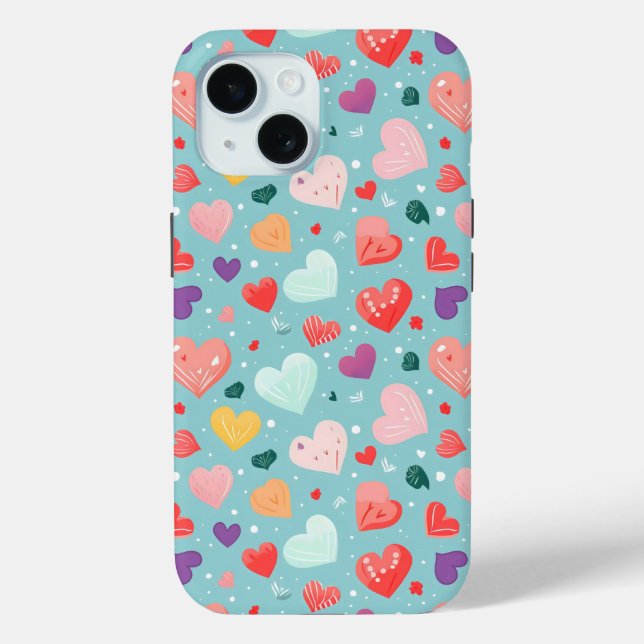 Cute Hearts Colourful Pattern Case-Mate iPhone Case (Back)