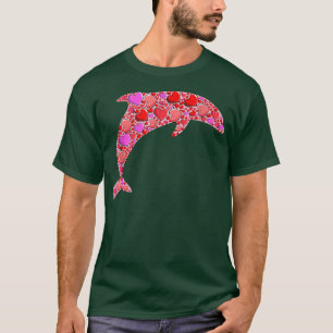 Cute Hearts Dolphin Funny Animals Lover Valentines T-Shirt