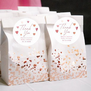 Cute Hearts Girly Baby Shower Thank You Classic Round Sticker