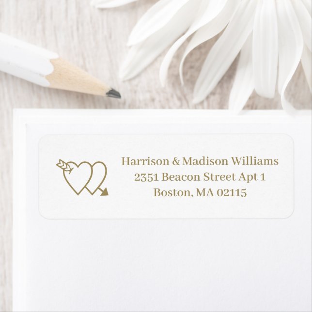 Cute hearts gold white custom Return Address Label (Insitu)