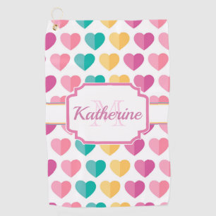 Cute Hearts Golf Towel