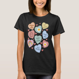 Cute Hearts Groovy Valentine's Day Teacher Educati T-Shirt